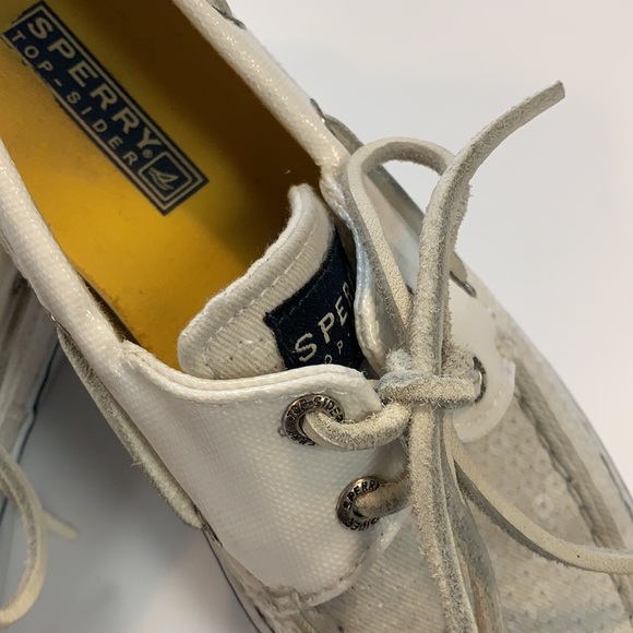 Sperry Top Sider sequined white tennis shoes size 5 1/2 - Picture 3 of 9